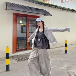 Women's 3-Piece Summer Set: Light Sun Protection Cardigan, Cami Top, Wide-Leg Pants