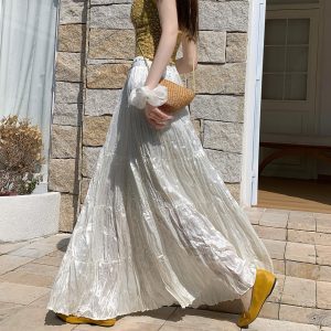 2026 Spring Summer New White Pleated Long Skirt Flattering Multi-Layer Cake Skirt Versatile Flowy Fairy Skirt
