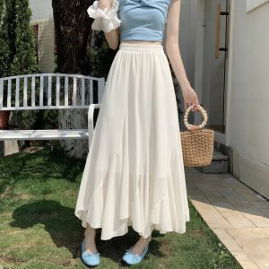 Women's French Ruffle High Waist Chiffon Mermaid Skirt Summer 2026